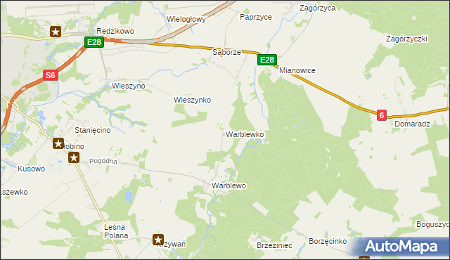 mapa Warblewko, Warblewko na mapie Targeo