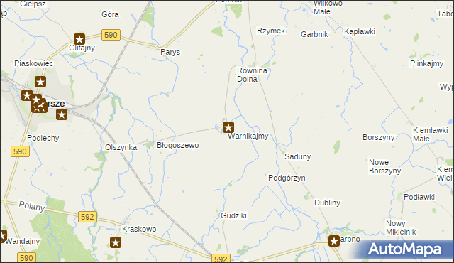 mapa Warnikajmy, Warnikajmy na mapie Targeo