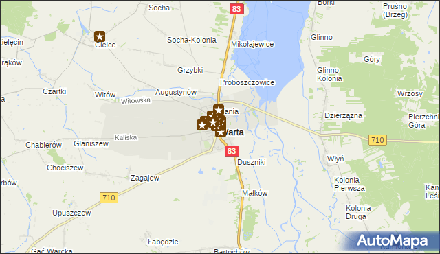 mapa Warta powiat sieradzki, Warta powiat sieradzki na mapie Targeo