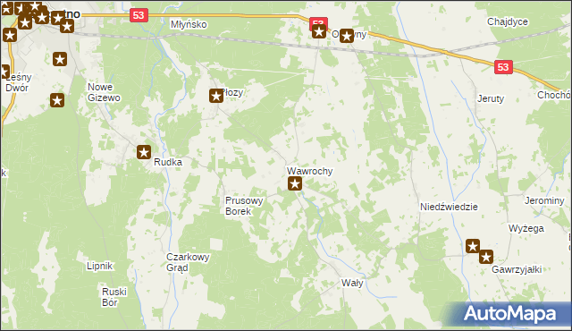 mapa Wawrochy, Wawrochy na mapie Targeo