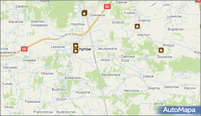 mapa Widok gmina Chynów, Widok gmina Chynów na mapie Targeo