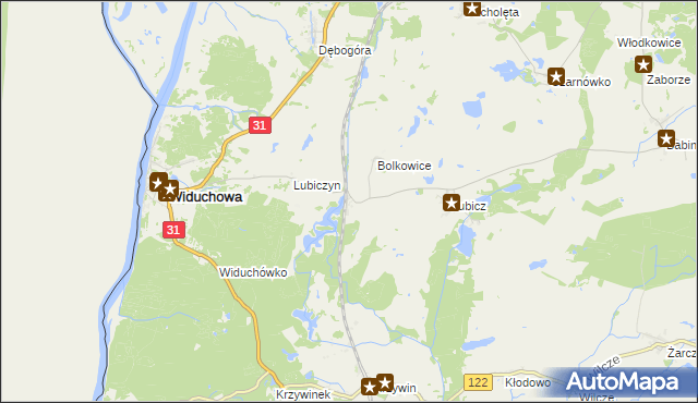 mapa Widuchowa-Stacja, Widuchowa-Stacja na mapie Targeo