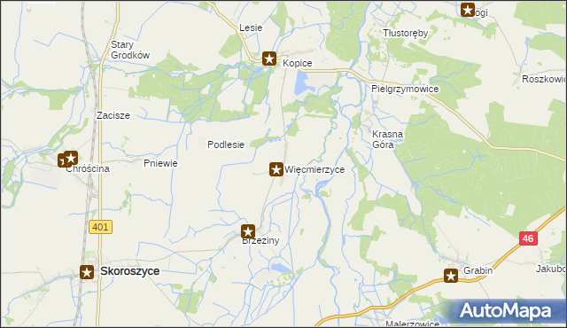 mapa Więcmierzyce, Więcmierzyce na mapie Targeo