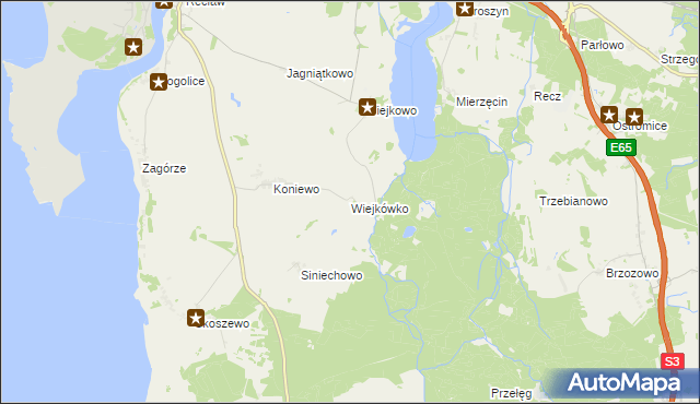 mapa Wiejkówko, Wiejkówko na mapie Targeo