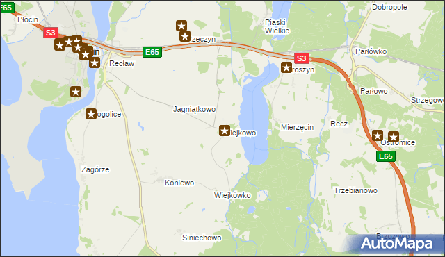 mapa Wiejkowo, Wiejkowo na mapie Targeo
