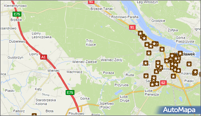 mapa Wieniec-Zdrój, Wieniec-Zdrój na mapie Targeo