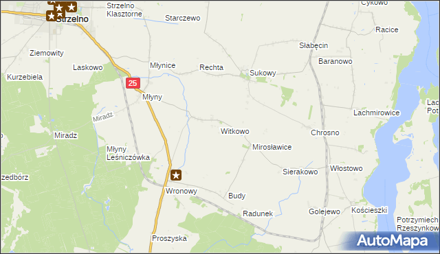 mapa Witkowo gmina Strzelno, Witkowo gmina Strzelno na mapie Targeo
