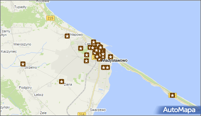 mapa Władysławowo powiat pucki, Władysławowo powiat pucki na mapie Targeo