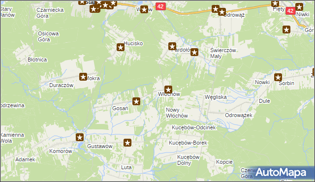 mapa Włochów gmina Stąporków, Włochów gmina Stąporków na mapie Targeo