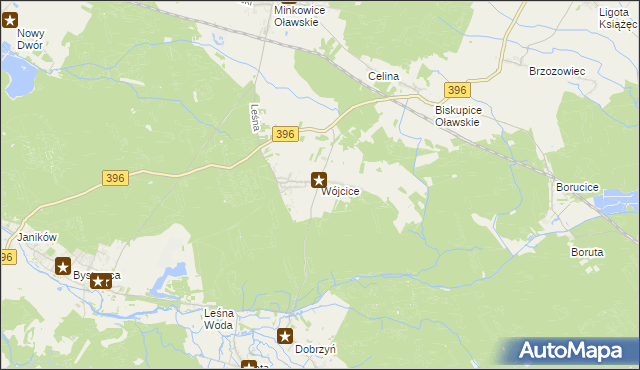 mapa Wójcice gmina Jelcz-Laskowice, Wójcice gmina Jelcz-Laskowice na mapie Targeo