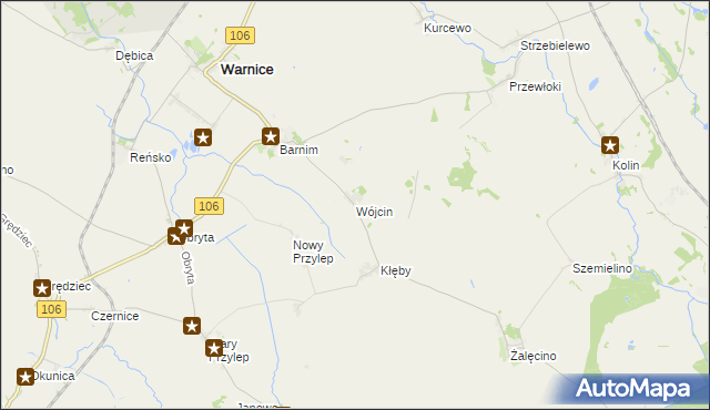 mapa Wójcin gmina Warnice, Wójcin gmina Warnice na mapie Targeo