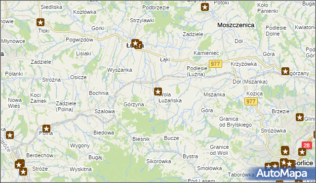 mapa Wola Łużańska, Wola Łużańska na mapie Targeo