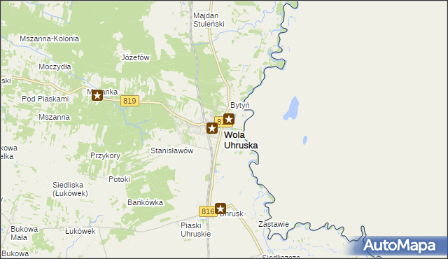 mapa Wola Uhruska, Wola Uhruska na mapie Targeo