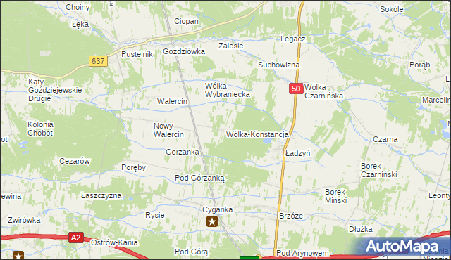 mapa Wólka-Konstancja, Wólka-Konstancja na mapie Targeo