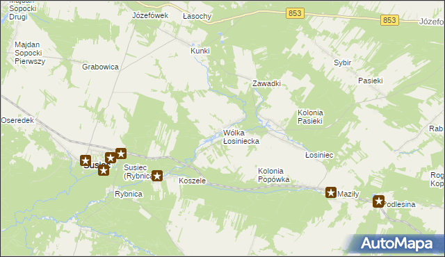 mapa Wólka Łosiniecka, Wólka Łosiniecka na mapie Targeo