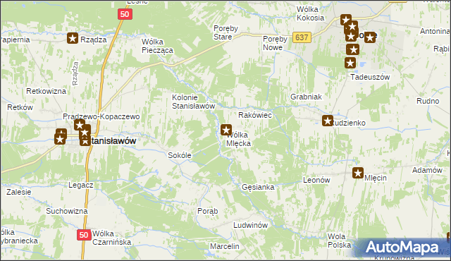 mapa Wólka Mlęcka, Wólka Mlęcka na mapie Targeo