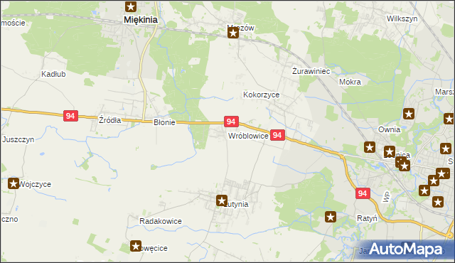 mapa Wróblowice gmina Miękinia, Wróblowice gmina Miękinia na mapie Targeo