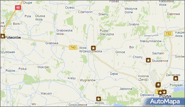 mapa Wrzeszczów, Wrzeszczów na mapie Targeo