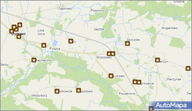 mapa Wrzosowo gmina Dygowo, Wrzosowo gmina Dygowo na mapie Targeo