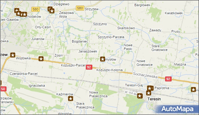 mapa Wymysłów gmina Sochaczew, Wymysłów gmina Sochaczew na mapie Targeo