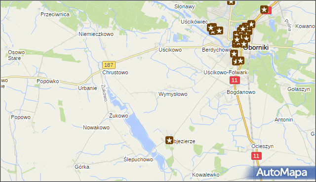 mapa Wymysłowo gmina Oborniki, Wymysłowo gmina Oborniki na mapie Targeo