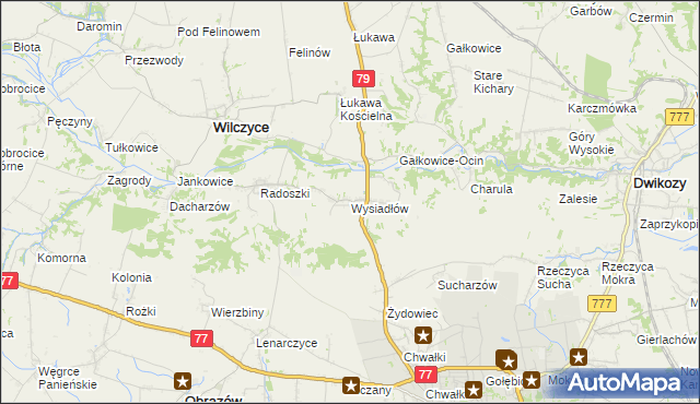 mapa Wysiadłów, Wysiadłów na mapie Targeo