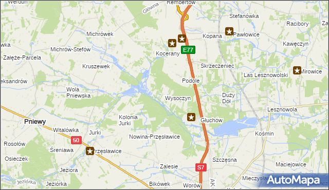 mapa Wysoczyn gmina Grójec, Wysoczyn gmina Grójec na mapie Targeo