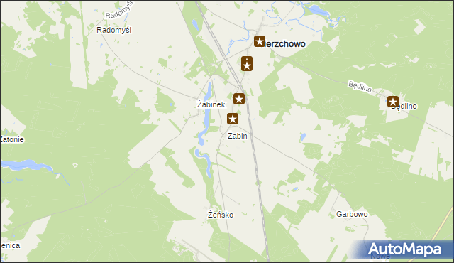 mapa Żabin gmina Wierzchowo, Żabin gmina Wierzchowo na mapie Targeo