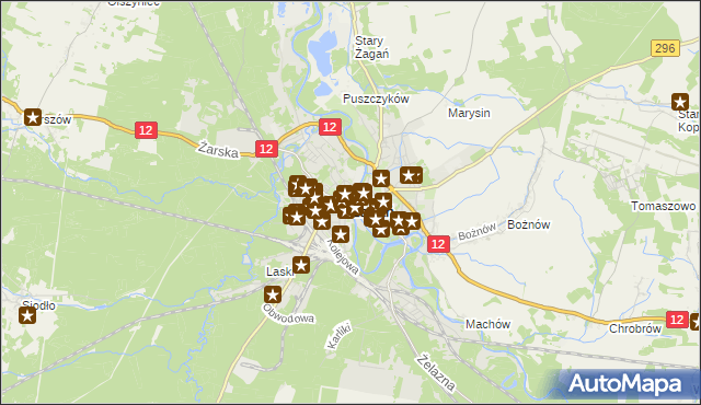 mapa Żagań, Żagań na mapie Targeo