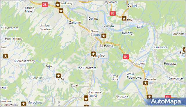 mapa Zagórz powiat sanocki, Zagórz powiat sanocki na mapie Targeo