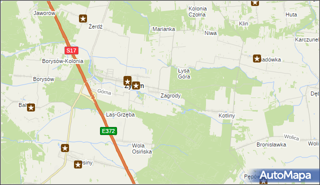 mapa Zagrody gmina Żyrzyn, Zagrody gmina Żyrzyn na mapie Targeo