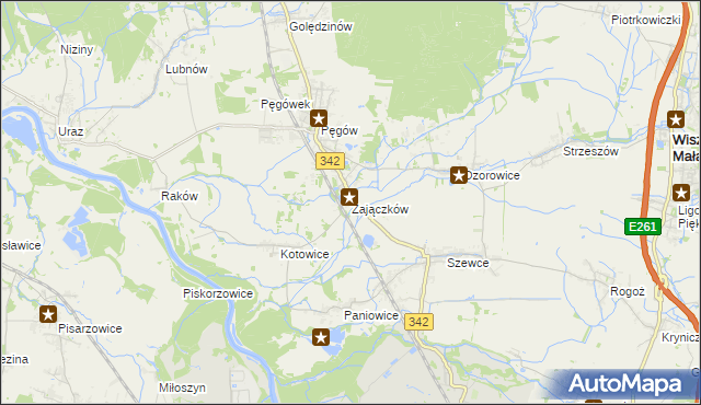 mapa Zajączków gmina Oborniki Śląskie, Zajączków gmina Oborniki Śląskie na mapie Targeo
