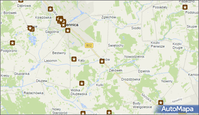 mapa Żaków, Żaków na mapie Targeo