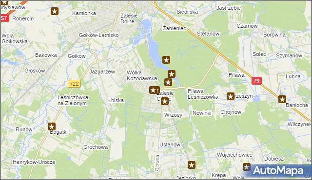 mapa Zalesie Górne, Zalesie Górne na mapie Targeo