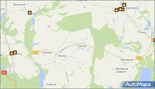 mapa Żarczyn gmina Widuchowa, Żarczyn gmina Widuchowa na mapie Targeo