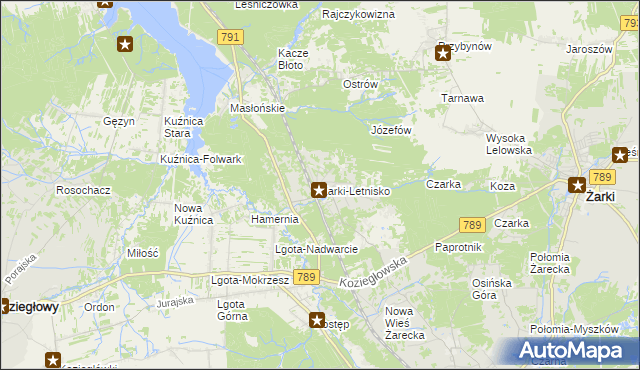 mapa Żarki-Letnisko, Żarki-Letnisko na mapie Targeo