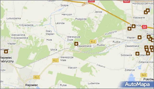 mapa Zawadówka gmina Rejowiec, Zawadówka gmina Rejowiec na mapie Targeo