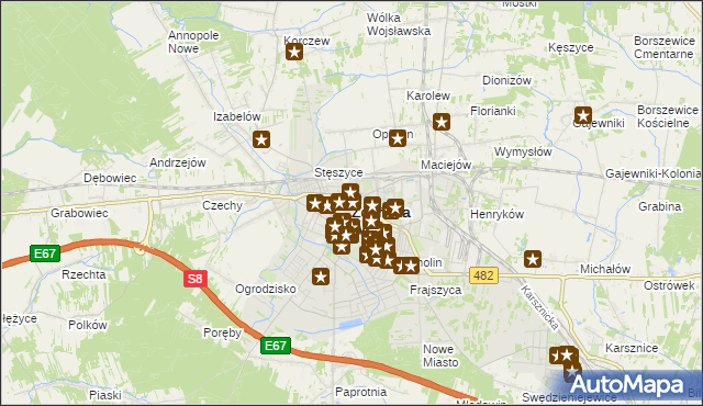 mapa Zduńska Wola, Zduńska Wola na mapie Targeo