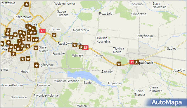 mapa Zduny gmina Opatówek, Zduny gmina Opatówek na mapie Targeo
