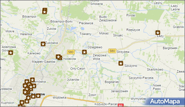 mapa Żelazowa Wola, Żelazowa Wola na mapie Targeo