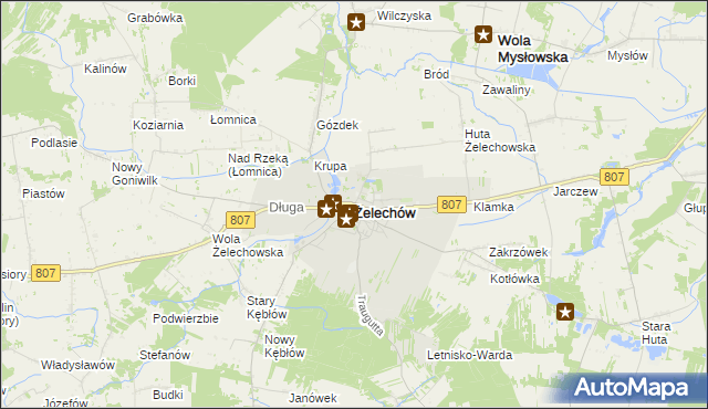 mapa Żelechów powiat garwoliński, Żelechów powiat garwoliński na mapie Targeo