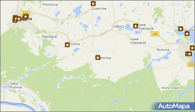 mapa Żelichów gmina Cedynia, Żelichów gmina Cedynia na mapie Targeo