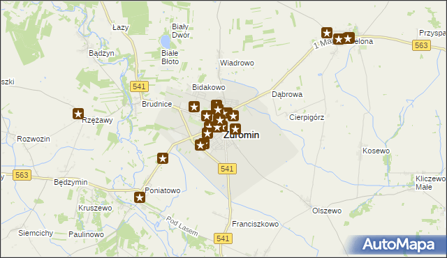mapa Żuromin, Żuromin na mapie Targeo
