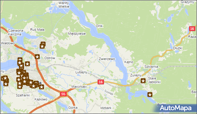 mapa Zwierzewo, Zwierzewo na mapie Targeo