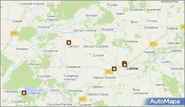 mapa Żychów, Żychów na mapie Targeo