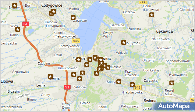 mapa Żywiec, Żywiec na mapie Targeo