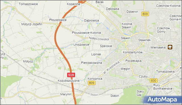 mapa Lipniak gmina Konopnica, Lipniak gmina Konopnica na mapie Targeo