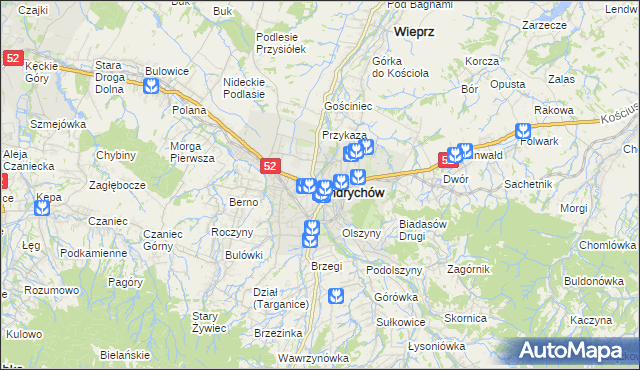 mapa Andrychów, Andrychów na mapie Targeo