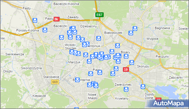 mapa Białegostoku, Białystok na mapie Targeo