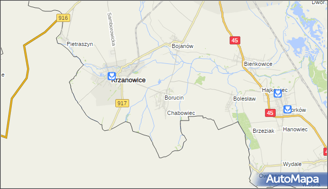 mapa Borucin gmina Krzanowice, Borucin gmina Krzanowice na mapie Targeo